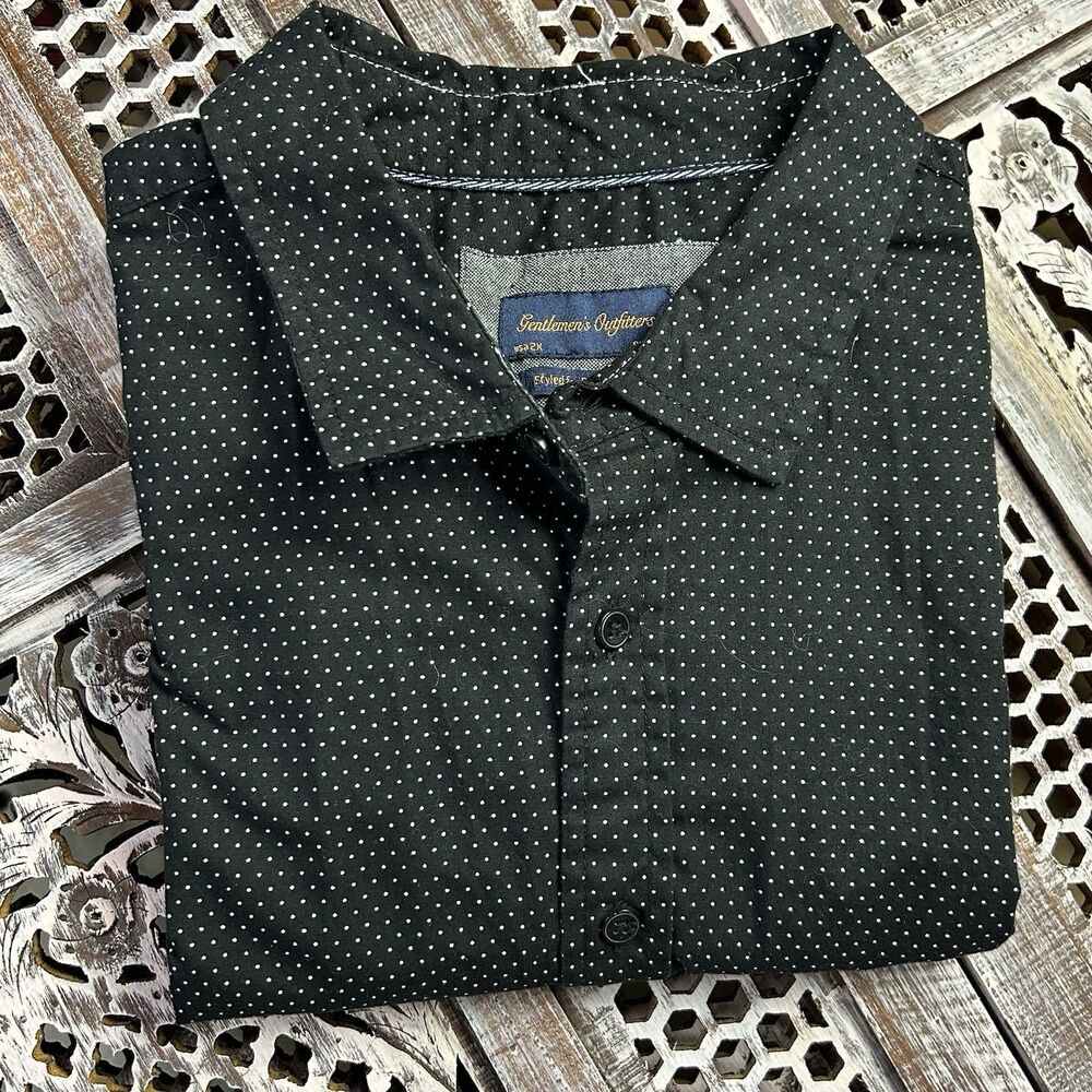 Gentlemen’s Outfitters Men’s Black Button Down Collared Shirt Size 2XL Dapper